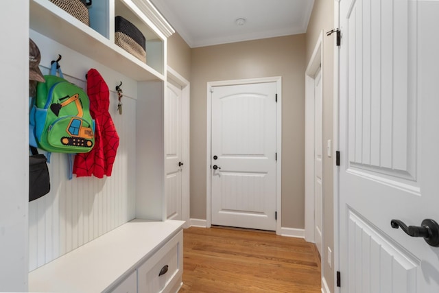 3215 Church St, Burns, TN 37029 - mudroom featuring light wood finished floors and crown molding
