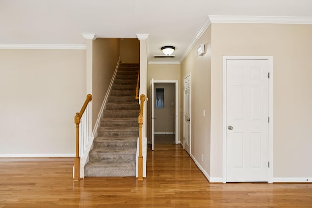 2025 Morrison Ave, Spring Hill, TN 37174 - stairs with wood finished floors and crown molding