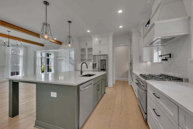6060 Pasquo Rd, Nashville, TN 37221 - kitchen with appliances with stainless steel finishes, tasteful backsplash, a chandelier, white cabinets, and recessed lighting