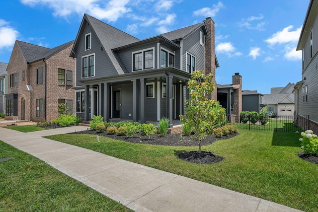 6060 Pasquo Rd, Nashville, TN 37221 - view of front of home featuring covered porch, a chimney, and a shingled roof