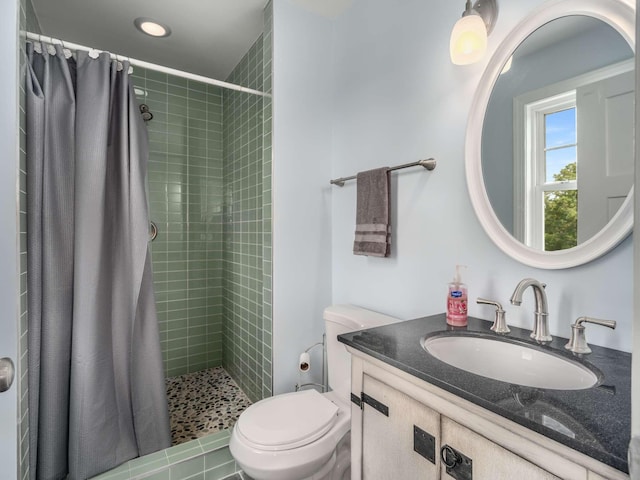 7811 Lampley Rd, Primm Springs, TN 38476 - full bathroom with a stall shower, vanity, and recessed lighting