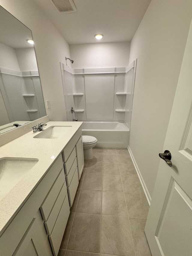 458 Jet Stream Dr, La Vergne, TN 37086 - bathroom featuring double vanity, tile patterned flooring,  shower combination, and recessed lighting