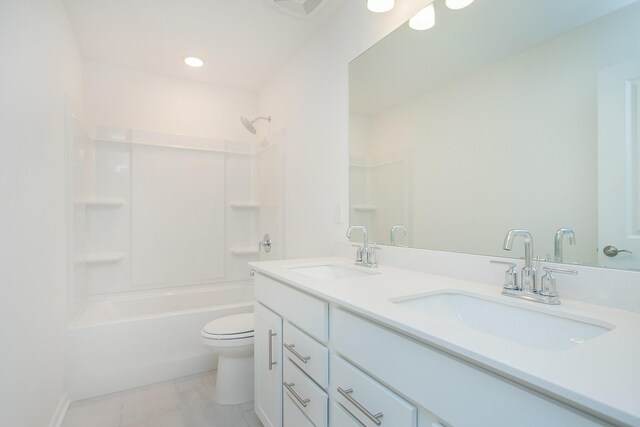 458 Jet Stream Dr, La Vergne, TN 37086 - full bathroom featuring double vanity, washtub / shower combination, and recessed lighting