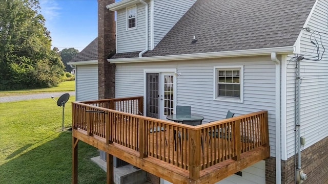 5455 Bales Rd, Cunningham, TN 37052 - wooden deck featuring a yard and french doors