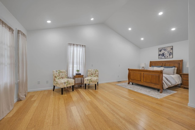1697 Curtis Chapel Rd, Mc Ewen, TN 37101 - bedroom with light wood-style floors, recessed lighting, and high vaulted ceiling