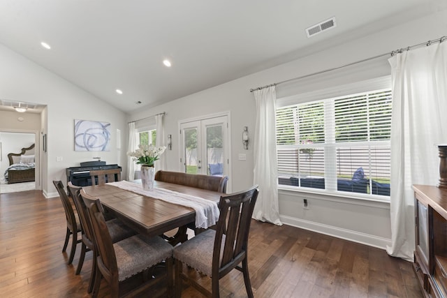 239 Mcclaran Pl, Murfreesboro, TN 37129 - dining space with vaulted ceiling, dark wood-style flooring, and recessed lighting