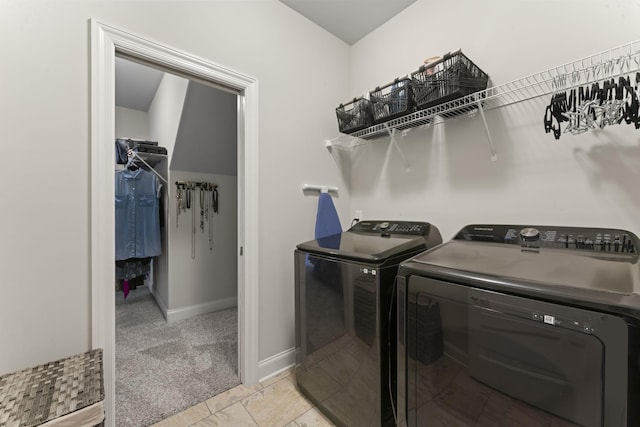 239 Mcclaran Pl, Murfreesboro, TN 37129 - laundry area with washer and clothes dryer and light colored carpet