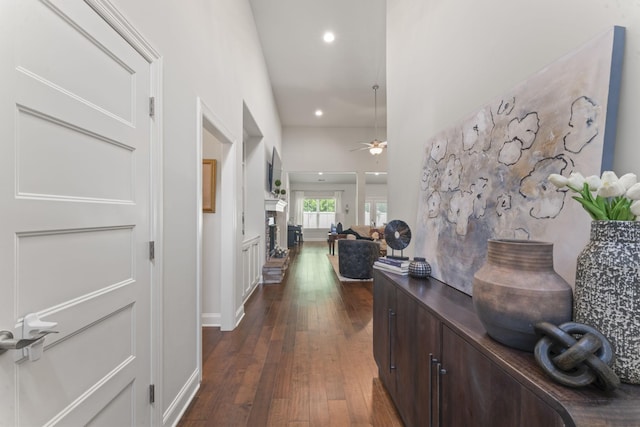 239 Mcclaran Pl, Murfreesboro, TN 37129 - hallway featuring dark wood-type flooring and recessed lighting