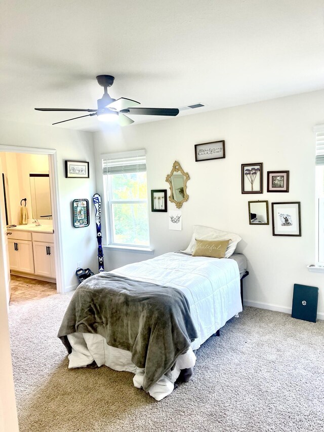 143 Belle Way, Athens, TN 37303 - carpeted bedroom with a ceiling fan and ensuite bath