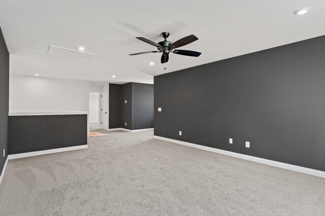 516 Little Penny Dr, Smyrna, TN 37167 - spare room featuring ceiling fan, attic access, recessed lighting, and light colored carpet