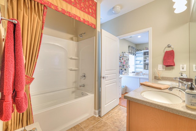 507 Bugler Rd, Mount Juliet, TN 37122 - full bathroom with shower / washtub combination, double vanity, and tile patterned flooring
