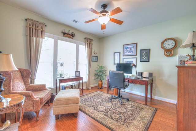 507 Bugler Rd, Mount Juliet, TN 37122 - office area featuring a ceiling fan and light wood-style floors