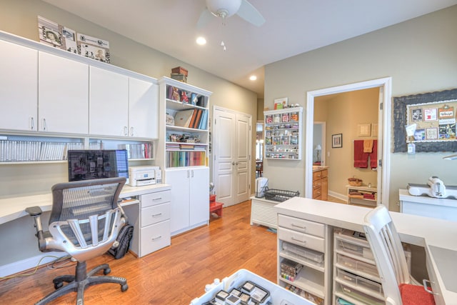 507 Bugler Rd, Mount Juliet, TN 37122 - office area with ceiling fan, light wood-style floors, and recessed lighting
