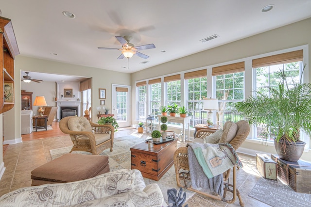 507 Bugler Rd, Mount Juliet, TN 37122 - living area with a ceiling fan, healthy amount of natural light, a glass covered fireplace, and recessed lighting