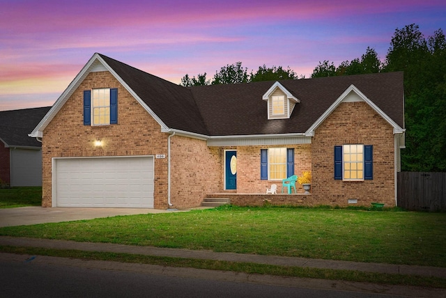 405 Chestnut Grove Way, Clarksville, TN 37042 - traditional-style house featuring concrete driveway, brick siding, a garage, a shingled roof, and crawl space