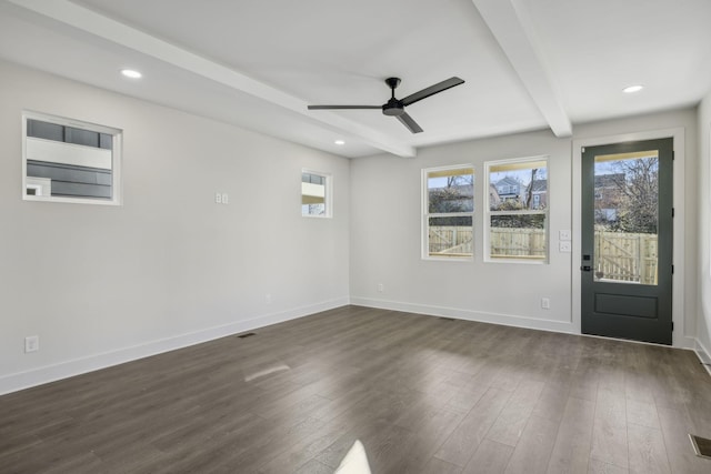 1734B Kellow St, Nashville, TN 37208 - foyer with beam ceiling, dark wood-type flooring, a ceiling fan, and recessed lighting
