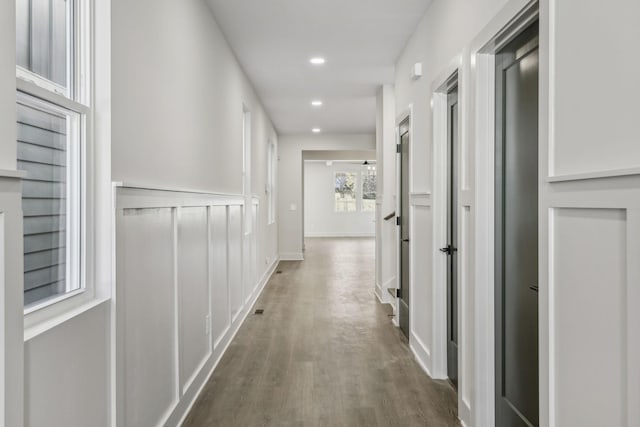 1734B Kellow St, Nashville, TN 37208 - hall with dark wood-style floors and recessed lighting