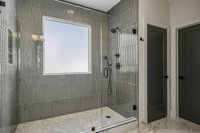 1734B Kellow St, Nashville, TN 37208 - full bath featuring a stall shower, plenty of natural light, and marble finish flooring