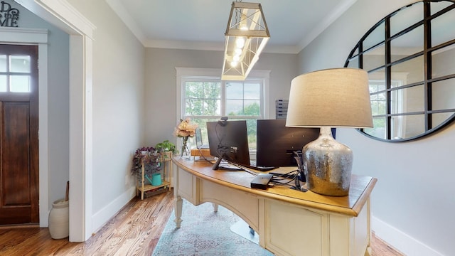 7146 Pepper Tree Cir, Fairview, TN 37062 - office featuring light wood finished floors and ornamental molding