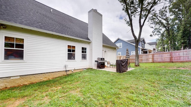 7146 Pepper Tree Cir, Fairview, TN 37062 - rear view of property featuring a patio, a chimney, crawl space, and roof with shingles