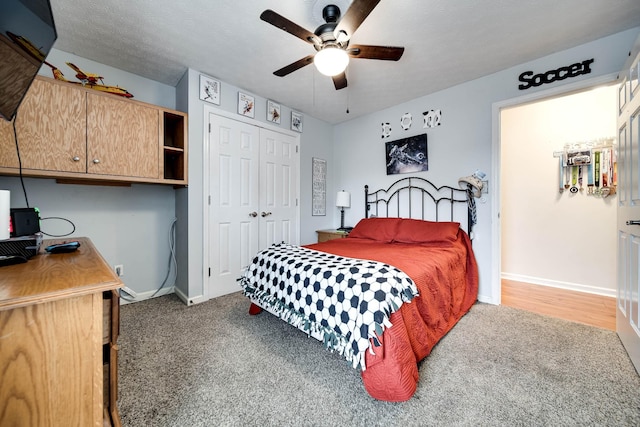 536 Deer Path, Gallatin, TN 37066 - bedroom featuring light colored carpet, an office area, a closet, and a ceiling fan