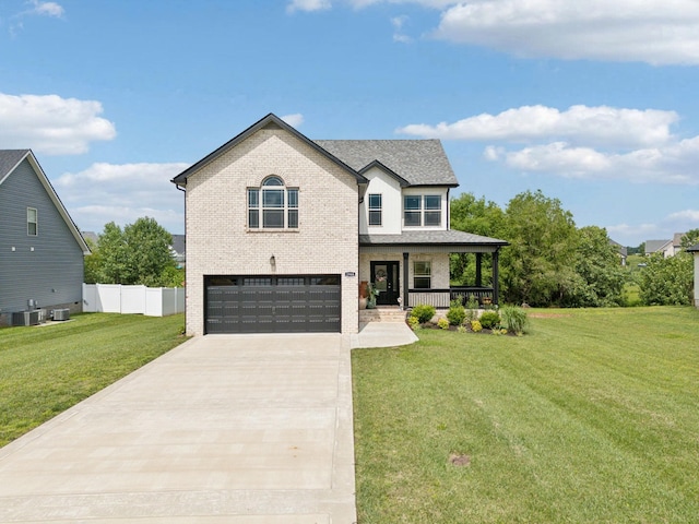 2968 Kirkwood Rd, Clarksville, TN 37043 - view of front of home with covered porch, a garage, brick siding, driveway, and a shingled roof