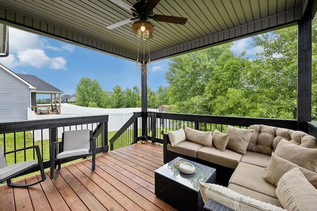 2968 Kirkwood Rd, Clarksville, TN 37043 - wooden terrace with outdoor lounge area and a ceiling fan