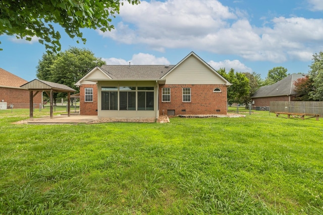3216 Vestry Ave, Murfreesboro, TN 37129 - rear view of property featuring brick siding, a gazebo, crawl space, and a patio