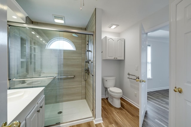 3216 Vestry Ave, Murfreesboro, TN 37129 - full bathroom with vanity, wood finished floors, a stall shower, and healthy amount of natural light