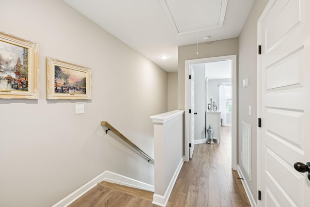 2515 Napa Valley Way, Columbia, TN 38401 - hall with an upstairs landing, attic access, and wood finished floors