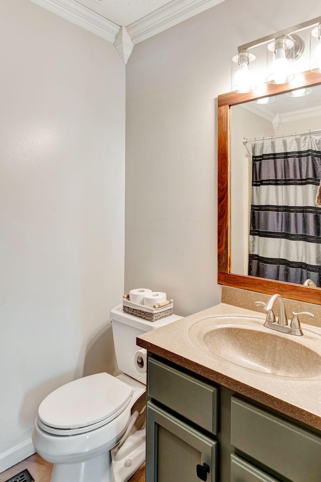 7646 S Swift Rd, Goodlettsville, TN 37072 - bathroom featuring ornamental molding, vanity, and a shower with curtain