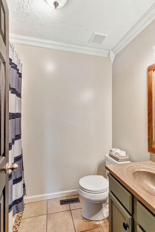 7646 S Swift Rd, Goodlettsville, TN 37072 - full bathroom with crown molding, vanity, tile patterned flooring, and a textured ceiling