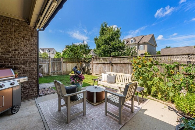 600 Tywater Crossing Blvd, Franklin, TN 37064 - fenced backyard featuring a grill, a patio area, and an outdoor fire pit