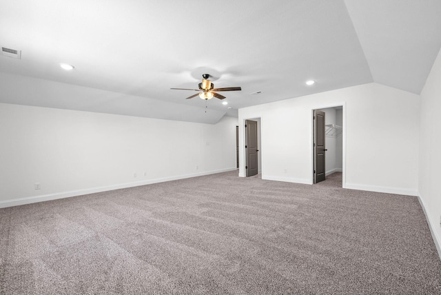 1250 Elizabeth Ln, Clarksville, TN 37042 - additional living space featuring vaulted ceiling, ceiling fan, carpet flooring, and recessed lighting