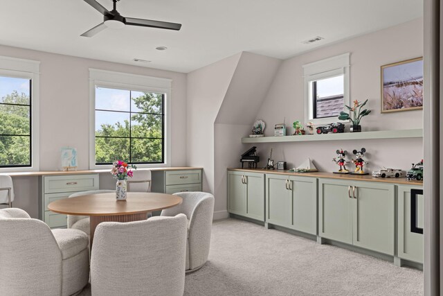 4896 Bethesda Rd, Thompsons Station, TN 37179 - dining area featuring light carpet and a ceiling fan