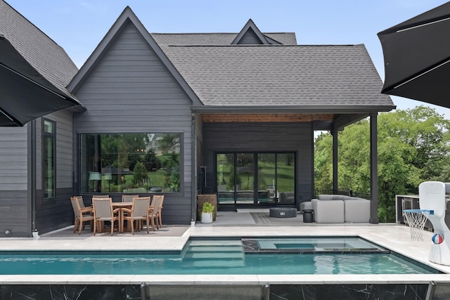 4896 Bethesda Rd, Thompsons Station, TN 37179 - view of pool featuring a patio, outdoor dining space, and a pool with connected hot tub
