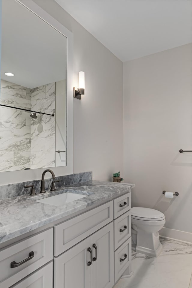 4896 Bethesda Rd, Thompsons Station, TN 37179 - full bath featuring marble look tile flooring, vanity, and a shower