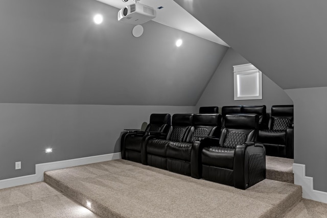 4896 Bethesda Rd, Thompsons Station, TN 37179 - carpeted cinema featuring lofted ceiling and baseboards