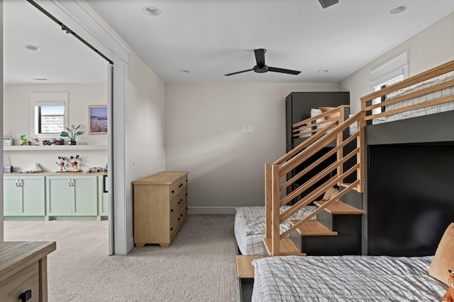 4896 Bethesda Rd, Thompsons Station, TN 37179 - bedroom featuring light colored carpet, recessed lighting, and ceiling fan