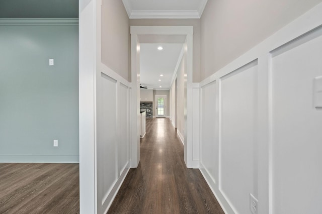 2207 Sulphur Springs Rd, Murfreesboro, TN 37129 - hall featuring dark wood-type flooring and crown molding