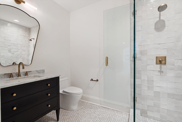 2455 Hidden River Ln, Franklin, TN 37069 - bathroom with a stall shower, vanity, and tile patterned floors