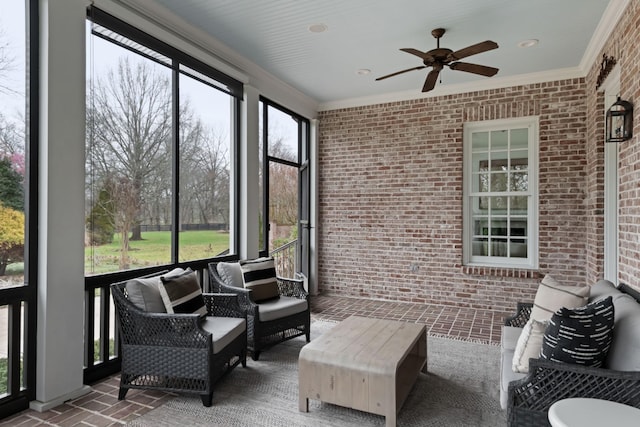 2455 Hidden River Ln, Franklin, TN 37069 - sunroom with ceiling fan and an outdoor living space