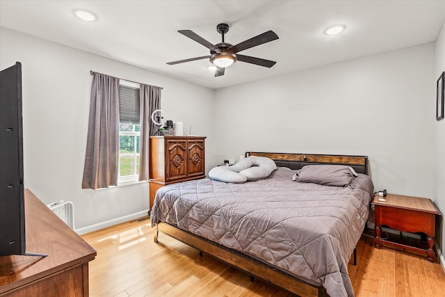 2190 Sullivan Knowles Rd, Sparta, TN 38583 - bedroom with light wood-style floors, recessed lighting, and a ceiling fan