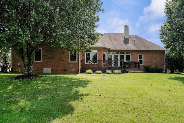 375 Natchez Trace Ct, Murfreesboro, TN 37127 - rear view of property featuring brick siding, a lawn, and a deck
