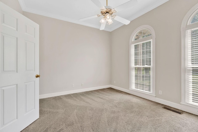 375 Natchez Trace Ct, Murfreesboro, TN 37127 - carpeted spare room featuring ornamental molding, healthy amount of natural light, and ceiling fan