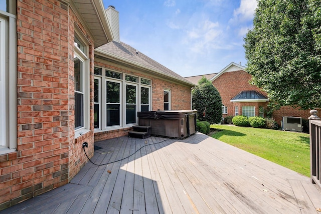 375 Natchez Trace Ct, Murfreesboro, TN 37127 - wooden deck with a hot tub and a yard