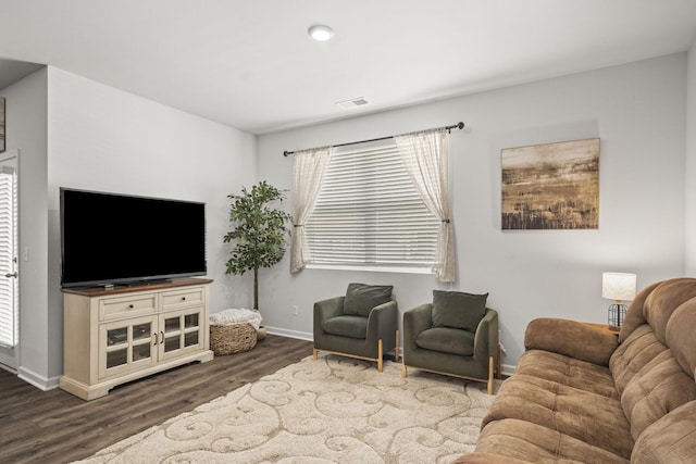 2028 Tate Farm Ln, White House, TN 37188 - living room featuring dark wood-style flooring and baseboards