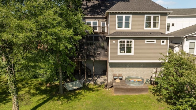 2207 Pennington Bend Rd Unit 3, Nashville, TN 37214 - back of property featuring a yard, a deck, a shingled roof, and stairway