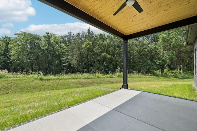 508 Matthew Miller Dr, Smyrna, TN 37167 - view of patio with ceiling fan and a forest view