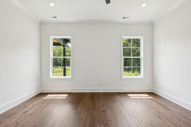 508 Matthew Miller Dr, Smyrna, TN 37167 - spare room with plenty of natural light, hardwood / wood-style floors, recessed lighting, and ornamental molding